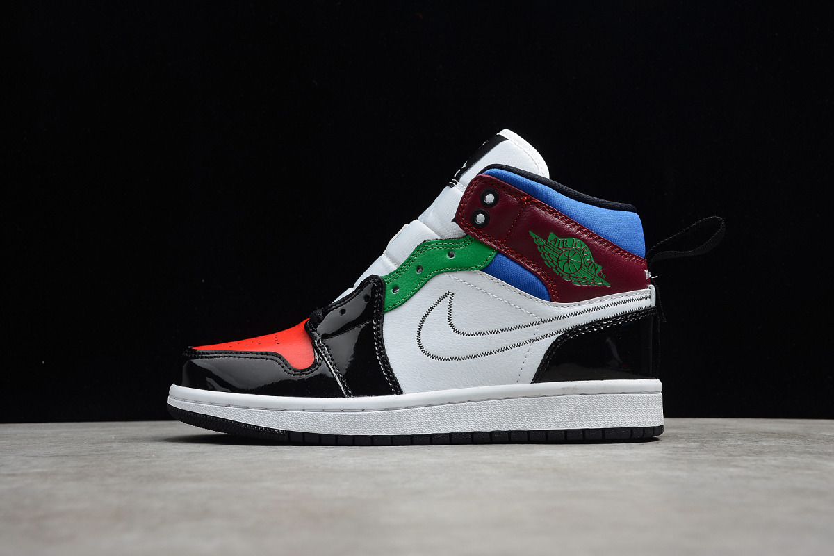 Nike Air Jordan 1 Mid "Black White Multi-Color"