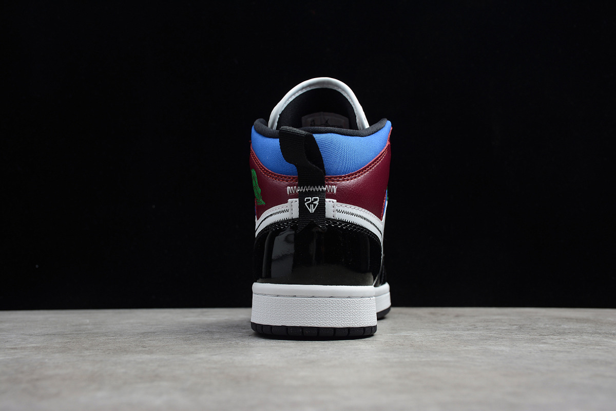 Nike Air Jordan 1 Mid "Black White Multi-Color"