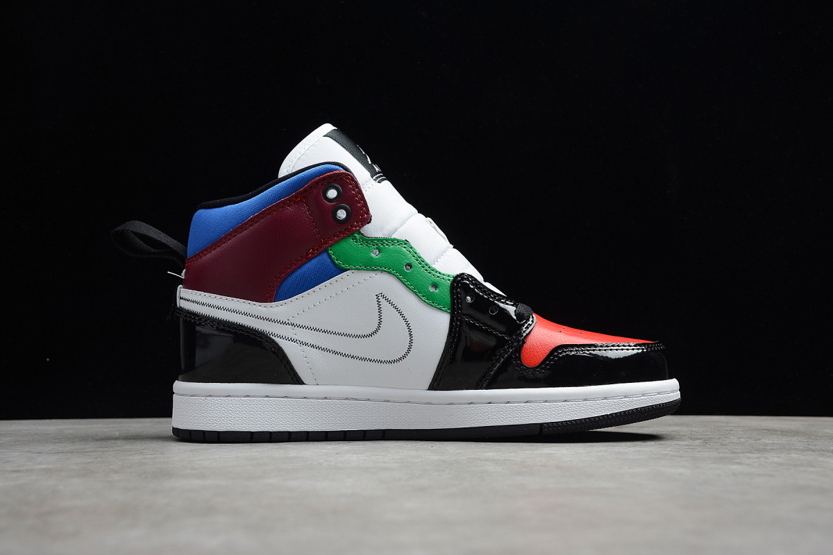 Nike Air Jordan 1 Mid "Black White Multi-Color"