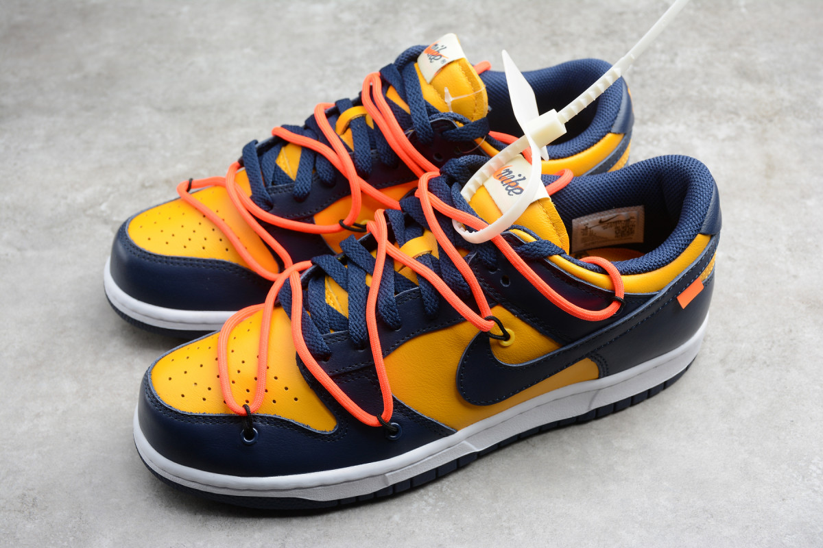 Off-White x Nike SB Dunk Low "University Gold Midnight Navy"