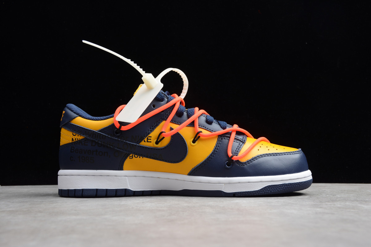 Off-White x Nike SB Dunk Low "University Gold Midnight Navy"