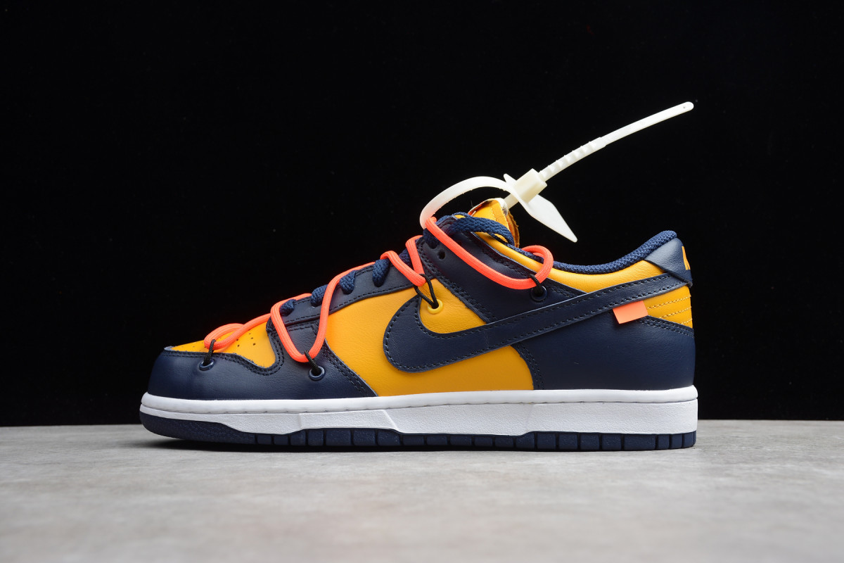 Off-White x Nike SB Dunk Low "University Gold Midnight Navy"