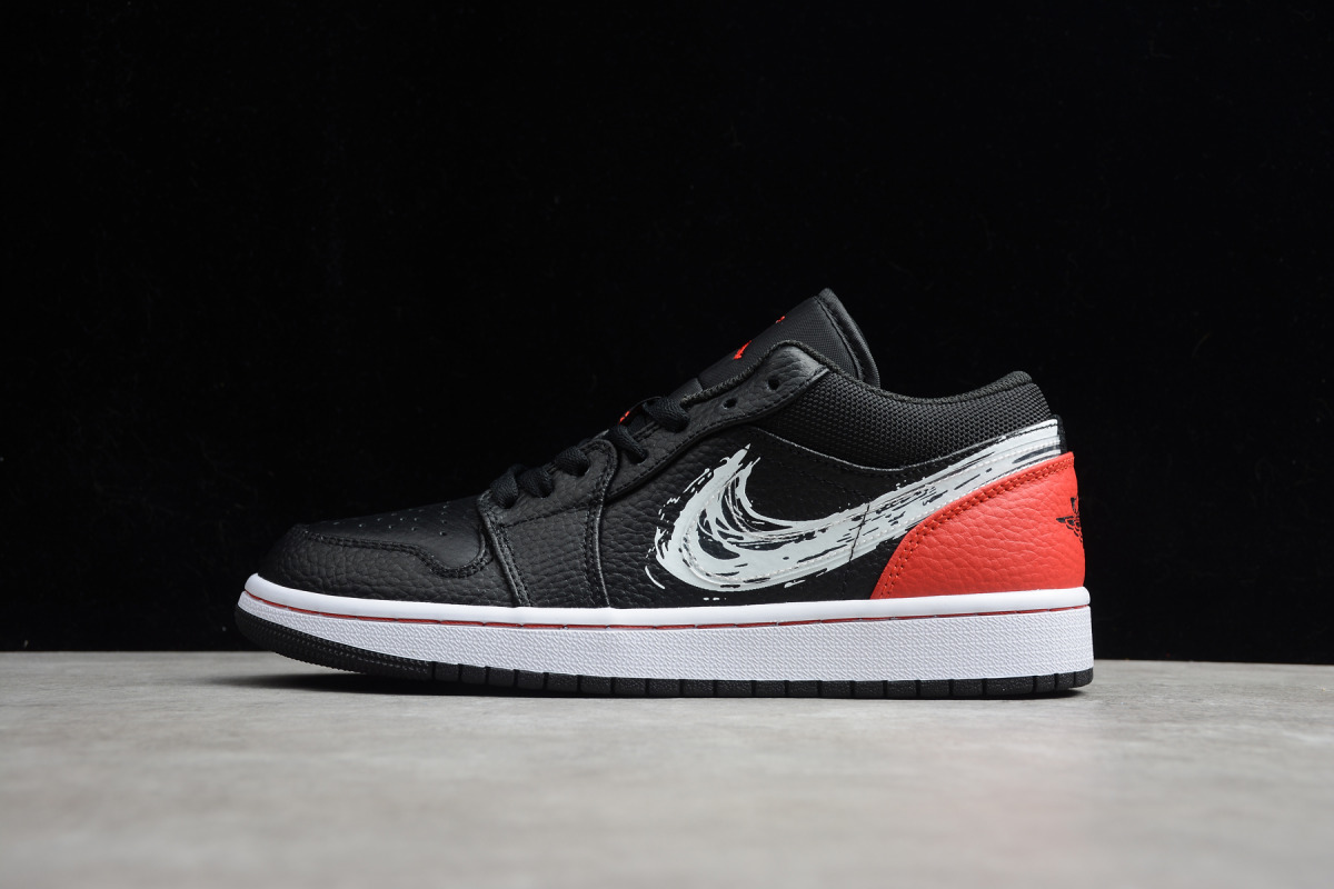 Nike Air Jordan 1 Low "Brushstroke Swoosh Black"